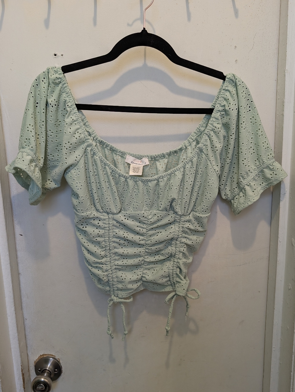 Urban Romantics Mint Green Crop Top Junoirs M Eyelet Cottagecore Festival